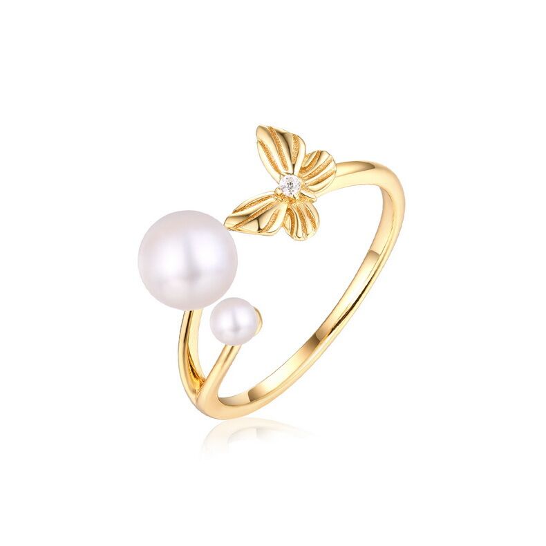 Pearl S925 Sterling Silver Ring with 9k Yellow Gold Plating